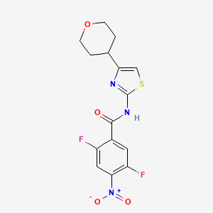 molecular formula C15H13F2N3O4S B7423858 2,5-difluoro-4-nitro-N-[4-(oxan-4-yl)-1,3-thiazol-2-yl]benzamide 