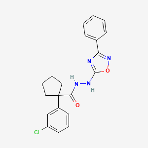 molecular formula C20H19ClN4O2 B7423970 1-(3-chlorophenyl)-N'-(3-phenyl-1,2,4-oxadiazol-5-yl)cyclopentane-1-carbohydrazide 