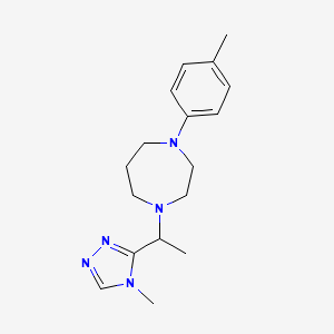 molecular formula C17H25N5 B7424030 1-(4-Methylphenyl)-4-[1-(4-methyl-1,2,4-triazol-3-yl)ethyl]-1,4-diazepane 