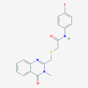 molecular formula C18H16FN3O2S B7424031 N-(4-fluorophenyl)-2-[(3-methyl-4-oxoquinazolin-2-yl)methylsulfanyl]acetamide 