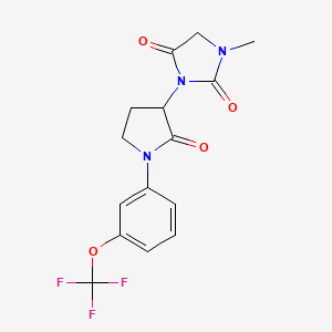 molecular formula C15H14F3N3O4 B7424058 1-Methyl-3-[2-oxo-1-[3-(trifluoromethoxy)phenyl]pyrrolidin-3-yl]imidazolidine-2,4-dione 