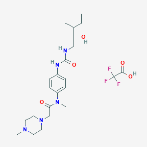 molecular formula C24H38F3N5O5 B7424078 N-[4-[(2-hydroxy-2,3-dimethylpentyl)carbamoylamino]phenyl]-N-methyl-2-(4-methylpiperazin-1-yl)acetamide;2,2,2-trifluoroacetic acid 