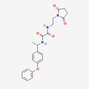 molecular formula C22H23N3O5 B7424091 N-[2-(2,5-dioxopyrrolidin-1-yl)ethyl]-N'-[1-(4-phenoxyphenyl)ethyl]oxamide 