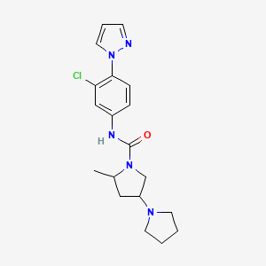 molecular formula C19H24ClN5O B7424101 N-(3-chloro-4-pyrazol-1-ylphenyl)-2-methyl-4-pyrrolidin-1-ylpyrrolidine-1-carboxamide 