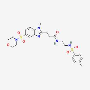 molecular formula C24H31N5O6S2 B7424107 3-(1-methyl-5-morpholin-4-ylsulfonylbenzimidazol-2-yl)-N-[2-[(4-methylphenyl)sulfonylamino]ethyl]propanamide 