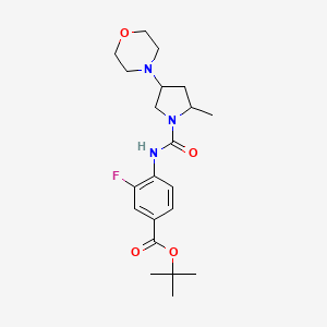 molecular formula C21H30FN3O4 B7424151 Tert-butyl 3-fluoro-4-[(2-methyl-4-morpholin-4-ylpyrrolidine-1-carbonyl)amino]benzoate 