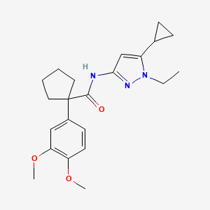 molecular formula C22H29N3O3 B7424153 N-(5-cyclopropyl-1-ethylpyrazol-3-yl)-1-(3,4-dimethoxyphenyl)cyclopentane-1-carboxamide 