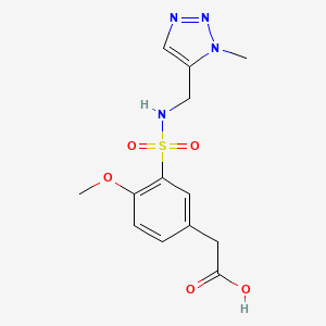 molecular formula C13H16N4O5S B7424176 2-[4-Methoxy-3-[(3-methyltriazol-4-yl)methylsulfamoyl]phenyl]acetic acid 