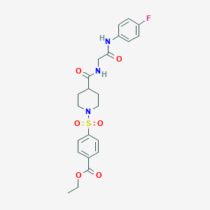 molecular formula C23H26FN3O6S B7424224 Ethyl 4-[4-[[2-(4-fluoroanilino)-2-oxoethyl]carbamoyl]piperidin-1-yl]sulfonylbenzoate 