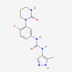 1-[4-fluoro-3-(2-oxo-1,3-diazinan-1-yl)phenyl]-3-(5-methyl-1H-pyrazol-4-yl)urea