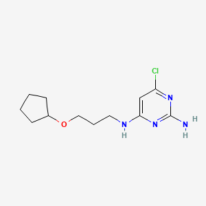 molecular formula C12H19ClN4O B7424271 6-chloro-4-N-(3-cyclopentyloxypropyl)pyrimidine-2,4-diamine 