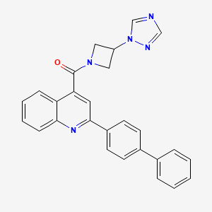 molecular formula C27H21N5O B7424289 [2-(4-Phenylphenyl)quinolin-4-yl]-[3-(1,2,4-triazol-1-yl)azetidin-1-yl]methanone 