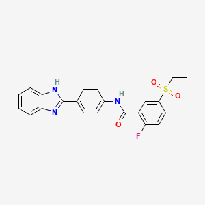 molecular formula C22H18FN3O3S B7424323 N-[4-(1H-benzimidazol-2-yl)phenyl]-5-ethylsulfonyl-2-fluorobenzamide 