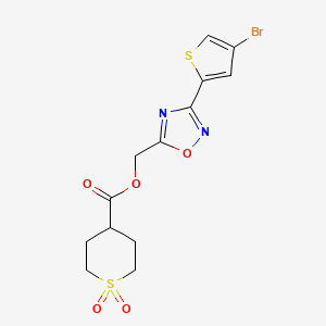 molecular formula C13H13BrN2O5S2 B7424345 [3-(4-Bromothiophen-2-yl)-1,2,4-oxadiazol-5-yl]methyl 1,1-dioxothiane-4-carboxylate 