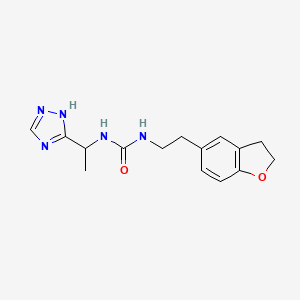 molecular formula C15H19N5O2 B7424378 1-[2-(2,3-dihydro-1-benzofuran-5-yl)ethyl]-3-[1-(1H-1,2,4-triazol-5-yl)ethyl]urea 