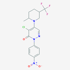 molecular formula C17H16ClF3N4O3 B7424403 4-Chloro-5-[2-methyl-5-(trifluoromethyl)piperidin-1-yl]-2-(4-nitrophenyl)pyridazin-3-one 