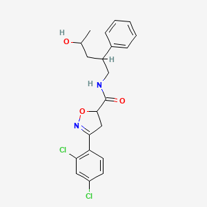 molecular formula C21H22Cl2N2O3 B7424465 3-(2,4-dichlorophenyl)-N-(4-hydroxy-2-phenylpentyl)-4,5-dihydro-1,2-oxazole-5-carboxamide 