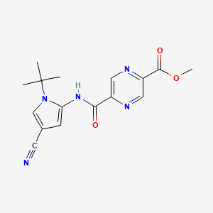 molecular formula C16H17N5O3 B7424473 Methyl 5-[(1-tert-butyl-4-cyanopyrrol-2-yl)carbamoyl]pyrazine-2-carboxylate 