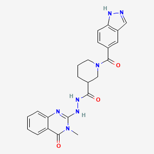 molecular formula C23H23N7O3 B7424478 1-(1H-indazole-5-carbonyl)-N'-(3-methyl-4-oxoquinazolin-2-yl)piperidine-3-carbohydrazide 