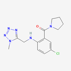 molecular formula C14H17ClN6O B7424483 [5-Chloro-2-[(1-methyltetrazol-5-yl)methylamino]phenyl]-pyrrolidin-1-ylmethanone 