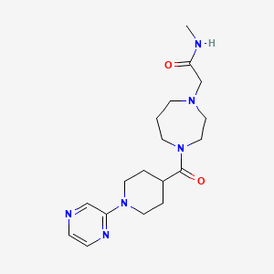 molecular formula C18H28N6O2 B7424507 N-methyl-2-[4-(1-pyrazin-2-ylpiperidine-4-carbonyl)-1,4-diazepan-1-yl]acetamide 