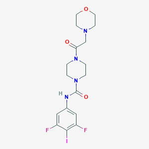 molecular formula C17H21F2IN4O3 B7424525 N-(3,5-difluoro-4-iodophenyl)-4-(2-morpholin-4-ylacetyl)piperazine-1-carboxamide 