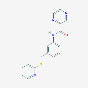 molecular formula C17H14N4OS B7424555 N-[3-(pyridin-2-ylsulfanylmethyl)phenyl]pyrazine-2-carboxamide 