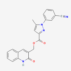 molecular formula C22H16N4O3 B7424559 (2-oxo-1H-quinolin-3-yl)methyl 1-(3-cyanophenyl)-5-methylpyrazole-3-carboxylate 