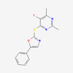 2-(5-Fluoro-2,6-dimethylpyrimidin-4-yl)sulfanyl-5-phenyl-1,3-oxazole