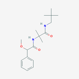 molecular formula C18H28N2O3 B7424591 N-(2,2-dimethylpropyl)-2-[(2-methoxy-2-phenylacetyl)amino]-2-methylpropanamide 