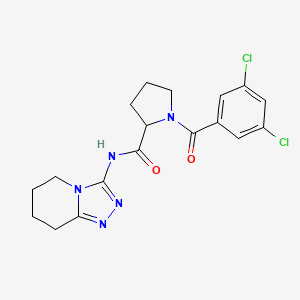 molecular formula C18H19Cl2N5O2 B7424609 1-(3,5-dichlorobenzoyl)-N-(5,6,7,8-tetrahydro-[1,2,4]triazolo[4,3-a]pyridin-3-yl)pyrrolidine-2-carboxamide 