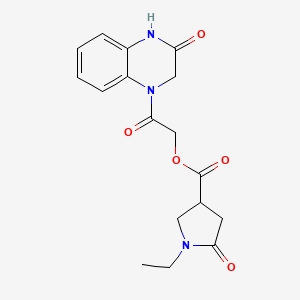 molecular formula C17H19N3O5 B7424615 [2-Oxo-2-(3-oxo-2,4-dihydroquinoxalin-1-yl)ethyl] 1-ethyl-5-oxopyrrolidine-3-carboxylate 