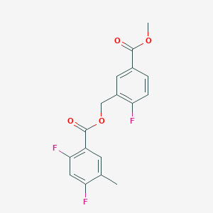 molecular formula C17H13F3O4 B7424696 (2-Fluoro-5-methoxycarbonylphenyl)methyl 2,4-difluoro-5-methylbenzoate 