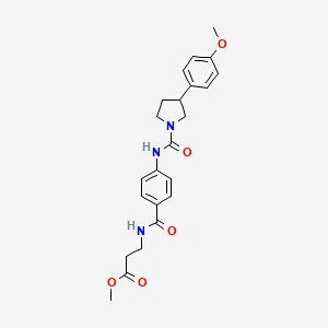 molecular formula C23H27N3O5 B7424708 Methyl 3-[[4-[[3-(4-methoxyphenyl)pyrrolidine-1-carbonyl]amino]benzoyl]amino]propanoate 