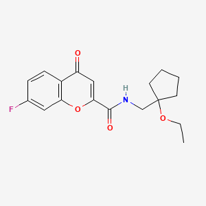 N-[(1-ethoxycyclopentyl)methyl]-7-fluoro-4-oxochromene-2-carboxamide