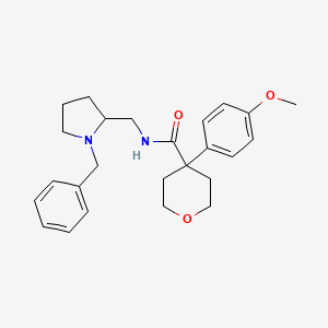 molecular formula C25H32N2O3 B7424797 N-[(1-benzylpyrrolidin-2-yl)methyl]-4-(4-methoxyphenyl)oxane-4-carboxamide 