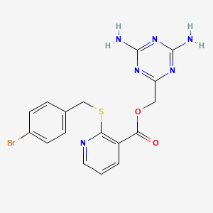 molecular formula C17H15BrN6O2S B7424811 (4,6-Diamino-1,3,5-triazin-2-yl)methyl 2-[(4-bromophenyl)methylsulfanyl]pyridine-3-carboxylate 