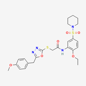 N-(2-ethoxy-5-piperidin-1-ylsulfonylphenyl)-2-[[5-[(4-methoxyphenyl)methyl]-1,3,4-oxadiazol-2-yl]sulfanyl]acetamide