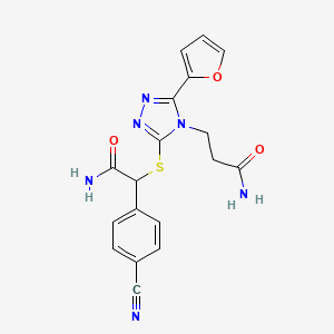 3-[3-[2-Amino-1-(4-cyanophenyl)-2-oxoethyl]sulfanyl-5-(furan-2-yl)-1,2,4-triazol-4-yl]propanamide