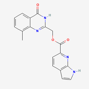 (8-methyl-4-oxo-3H-quinazolin-2-yl)methyl 1H-pyrrolo[2,3-b]pyridine-6-carboxylate