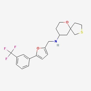 molecular formula C20H22F3NO2S B7424866 N-[[5-[3-(trifluoromethyl)phenyl]furan-2-yl]methyl]-6-oxa-2-thiaspiro[4.5]decan-9-amine 