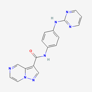 molecular formula C17H13N7O B7424876 N-[4-(pyrimidin-2-ylamino)phenyl]pyrazolo[1,5-a]pyrazine-3-carboxamide 