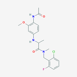 molecular formula C20H23ClFN3O3 B7424892 2-(4-acetamido-3-methoxyanilino)-N-[(2-chloro-6-fluorophenyl)methyl]-N-methylpropanamide 