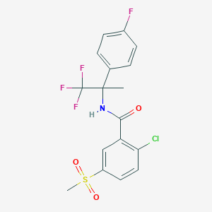 2-chloro-5-methylsulfonyl-N-[1,1,1-trifluoro-2-(4-fluorophenyl)propan-2-yl]benzamide