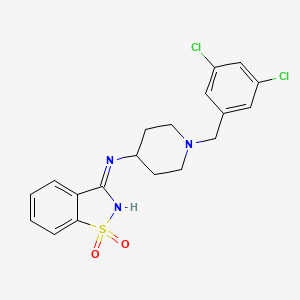 molecular formula C19H19Cl2N3O2S B7424990 N-[1-[(3,5-dichlorophenyl)methyl]piperidin-4-yl]-1,1-dioxo-1,2-benzothiazol-3-imine 