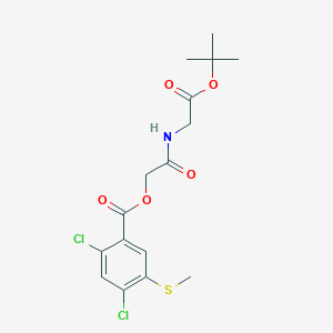 molecular formula C16H19Cl2NO5S B7425014 [2-[[2-[(2-Methylpropan-2-yl)oxy]-2-oxoethyl]amino]-2-oxoethyl] 2,4-dichloro-5-methylsulfanylbenzoate 