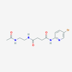 molecular formula C13H17BrN4O3 B7425099 N-(2-acetamidoethyl)-N'-(5-bromopyridin-2-yl)butanediamide 