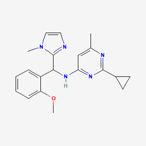 molecular formula C20H23N5O B7425207 2-cyclopropyl-N-[(2-methoxyphenyl)-(1-methylimidazol-2-yl)methyl]-6-methylpyrimidin-4-amine 