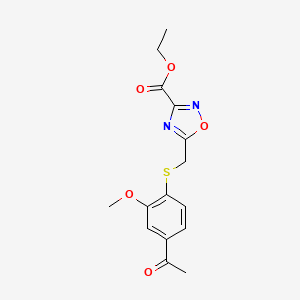 Ethyl 5-[(4-acetyl-2-methoxyphenyl)sulfanylmethyl]-1,2,4-oxadiazole-3-carboxylate