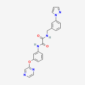 molecular formula C22H18N6O3 B7425286 N'-(3-pyrazin-2-yloxyphenyl)-N-[(3-pyrazol-1-ylphenyl)methyl]oxamide 